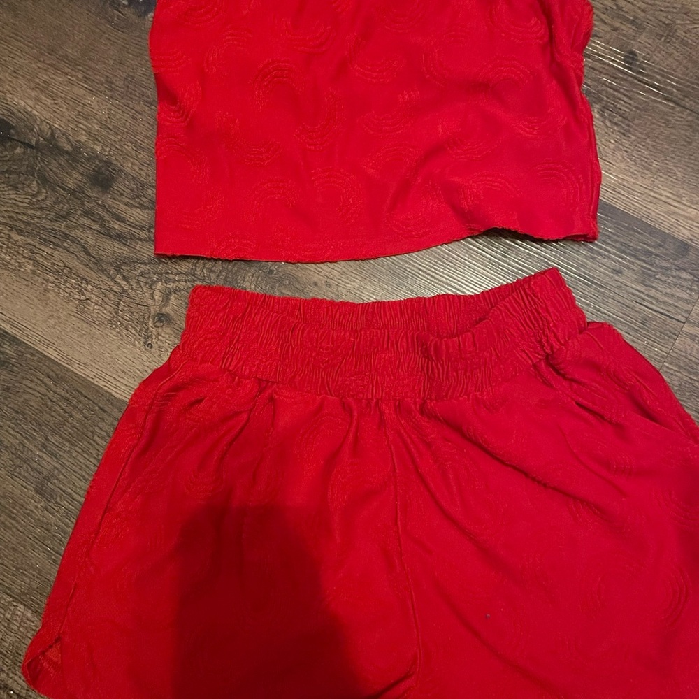 No Boundaries Red 2 Piece Tube Top and Shorts